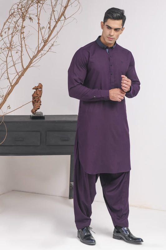 Purple Duck Collar Shalwar Kameez